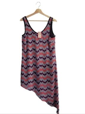 NWT LUSH Asymmetrical Chevron Tank Dress Size L Boho Festival Flowy Summer
